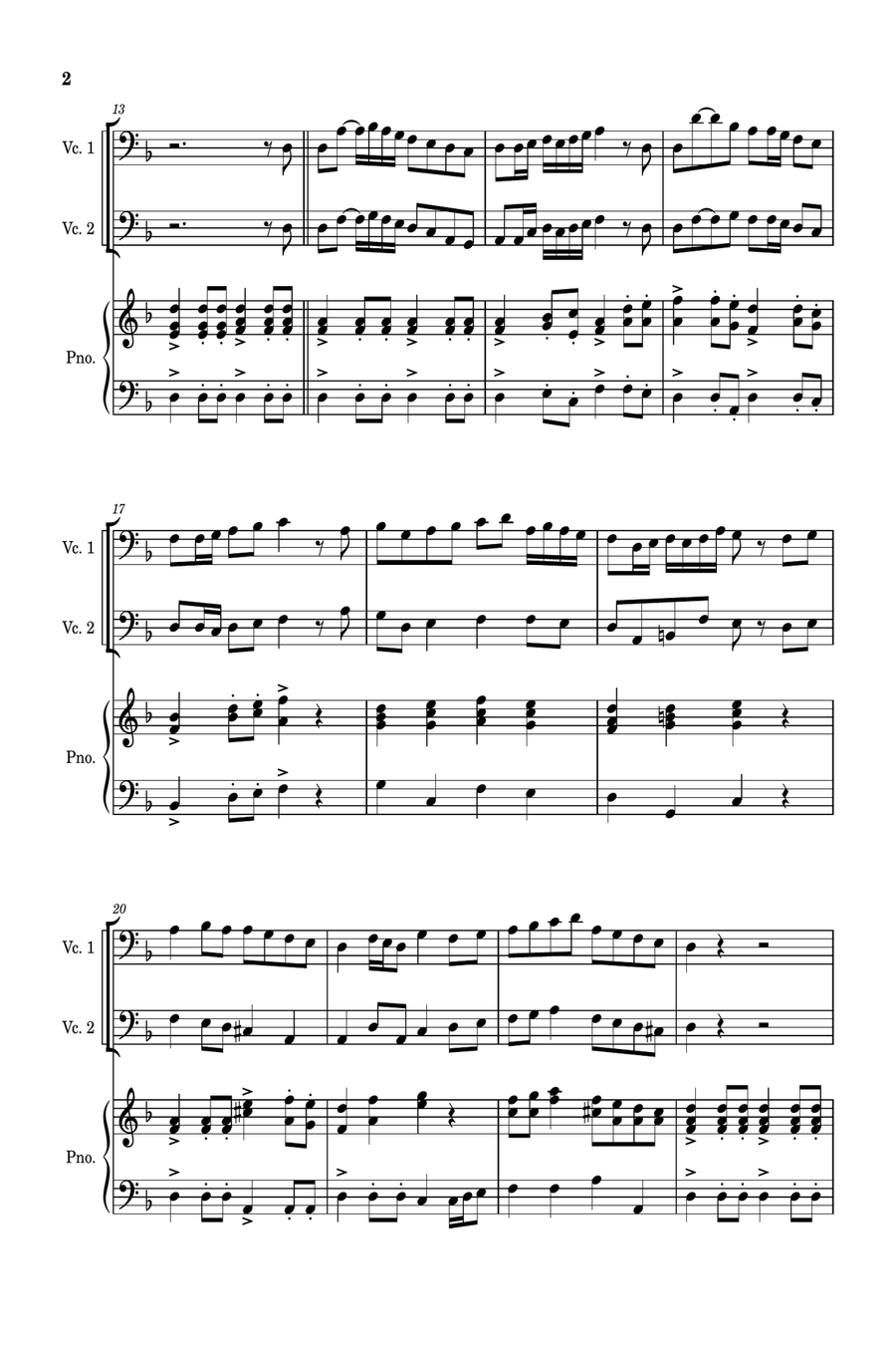 Five Christmas Songs - two Cellos with Piano accompaniment String Duet scores gallery preview page 3