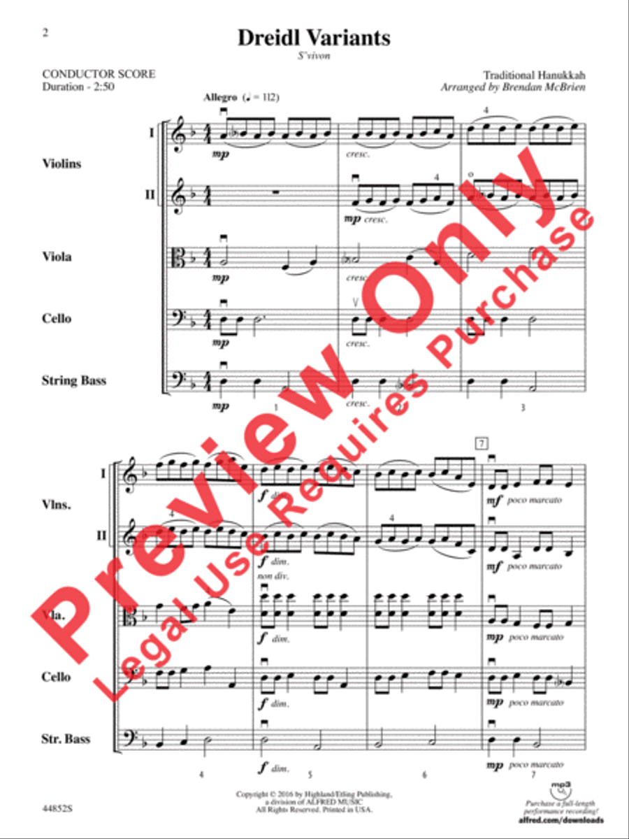 Dreidl Variants String Orchestra scores gallery preview page 15