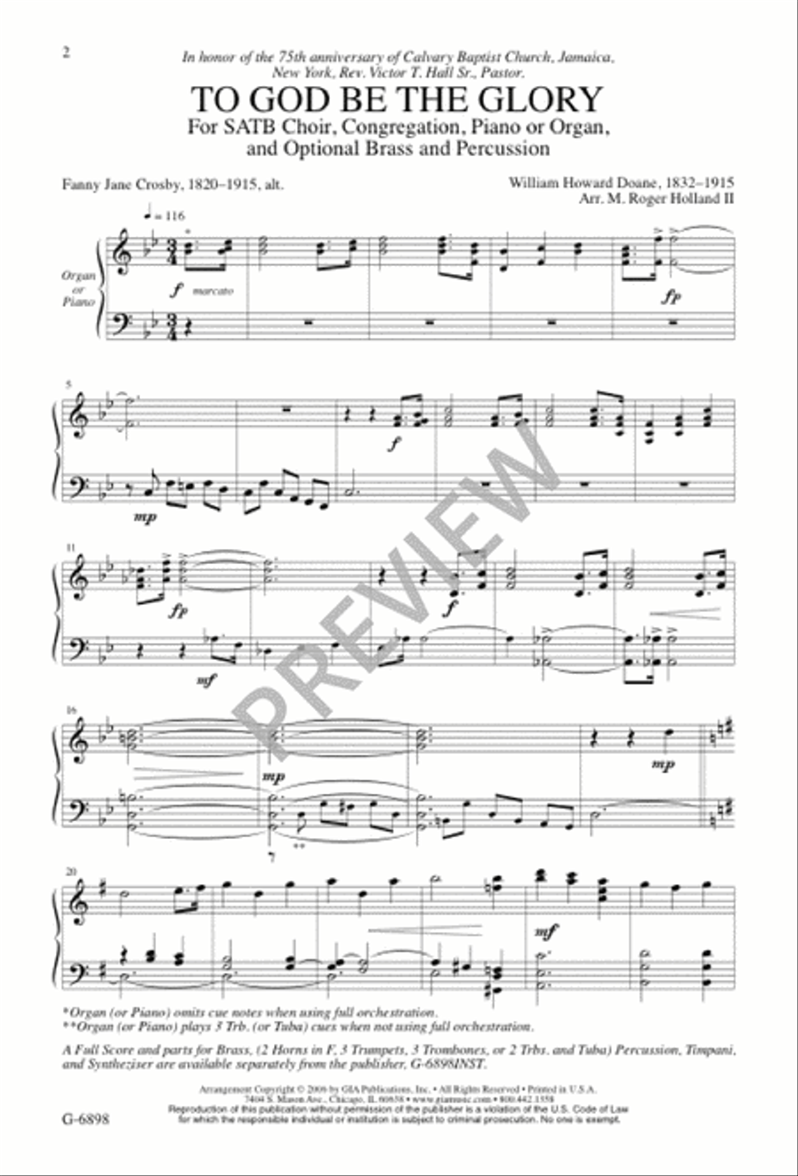 To God Be the Glory 4-Part scores gallery preview page 2