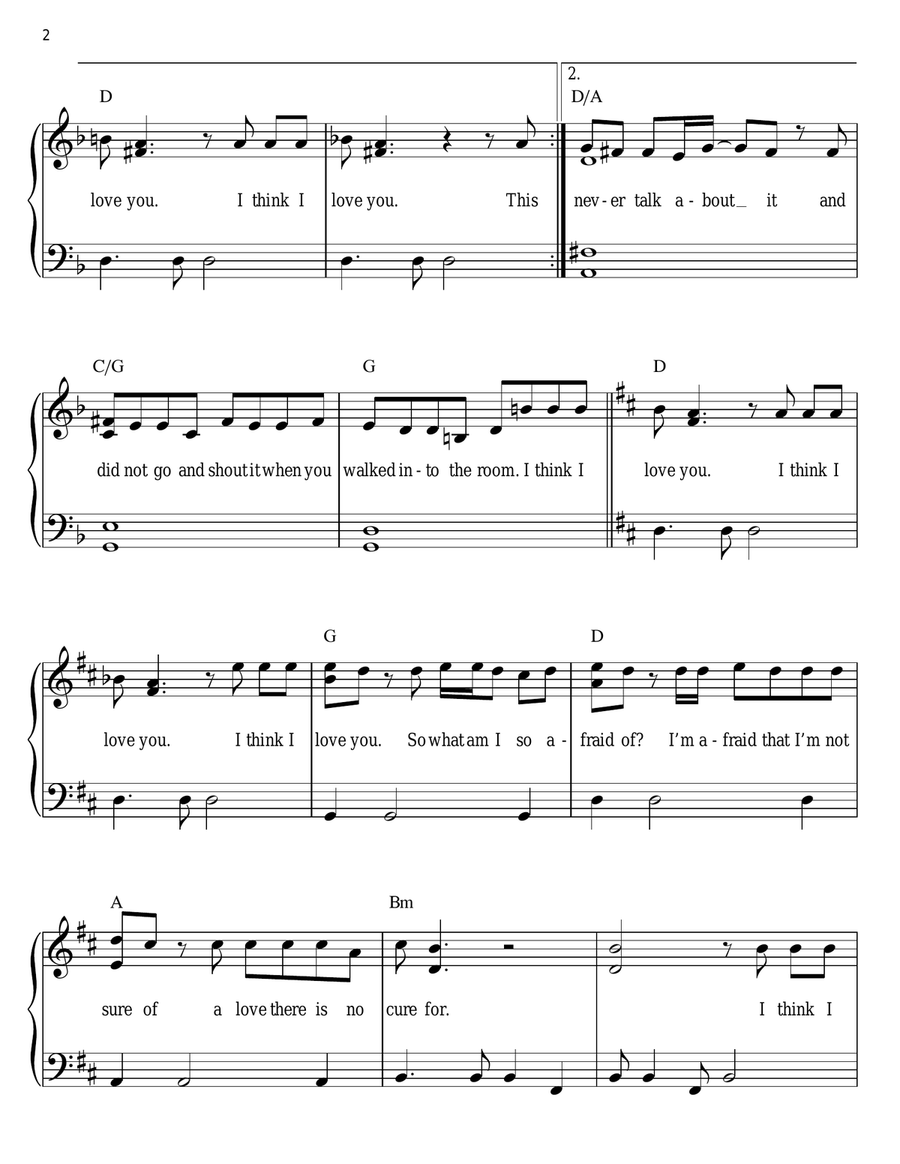 I Think I Love You Easy Piano scores gallery preview page 2
