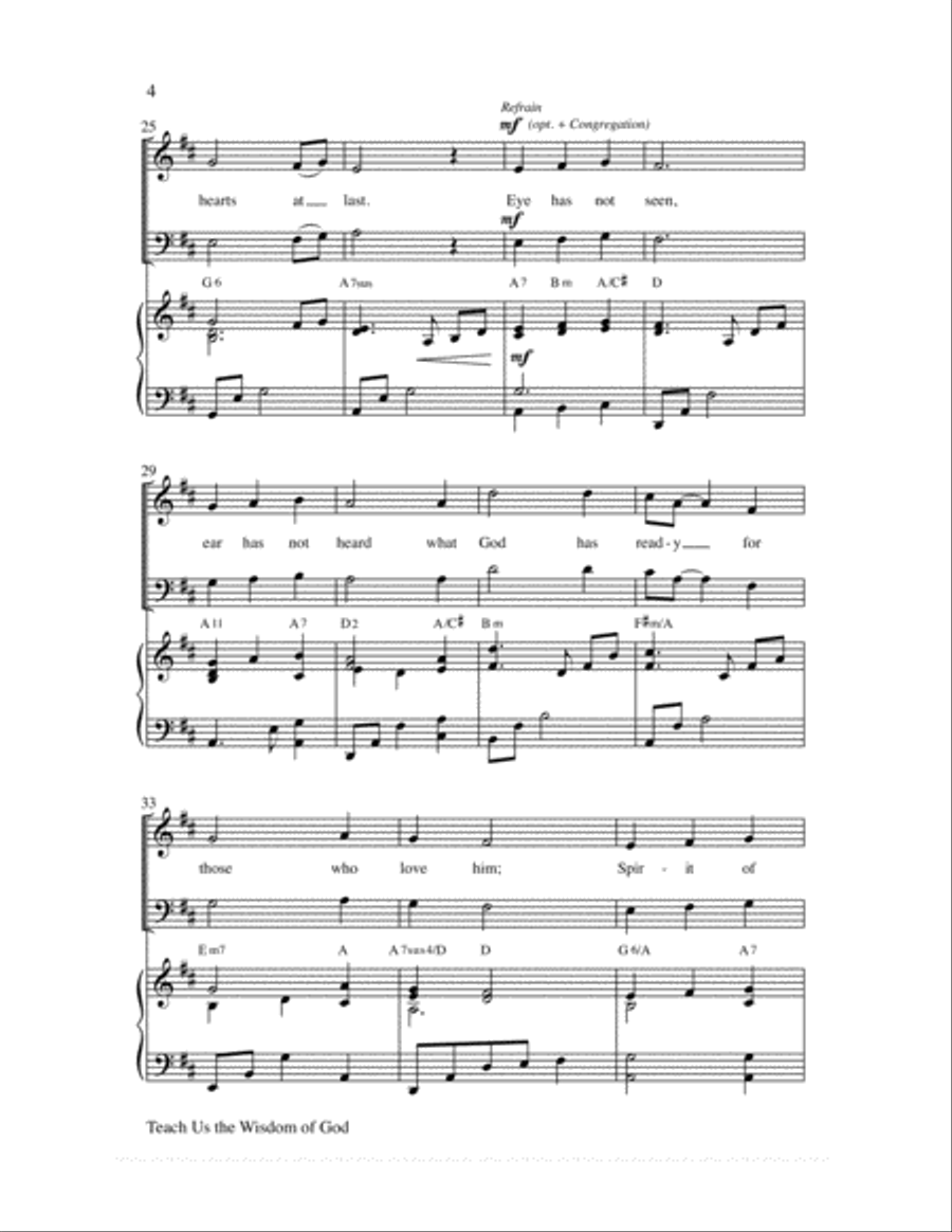 Teach Us the Wisdom of God 4-Part scores gallery preview page 4