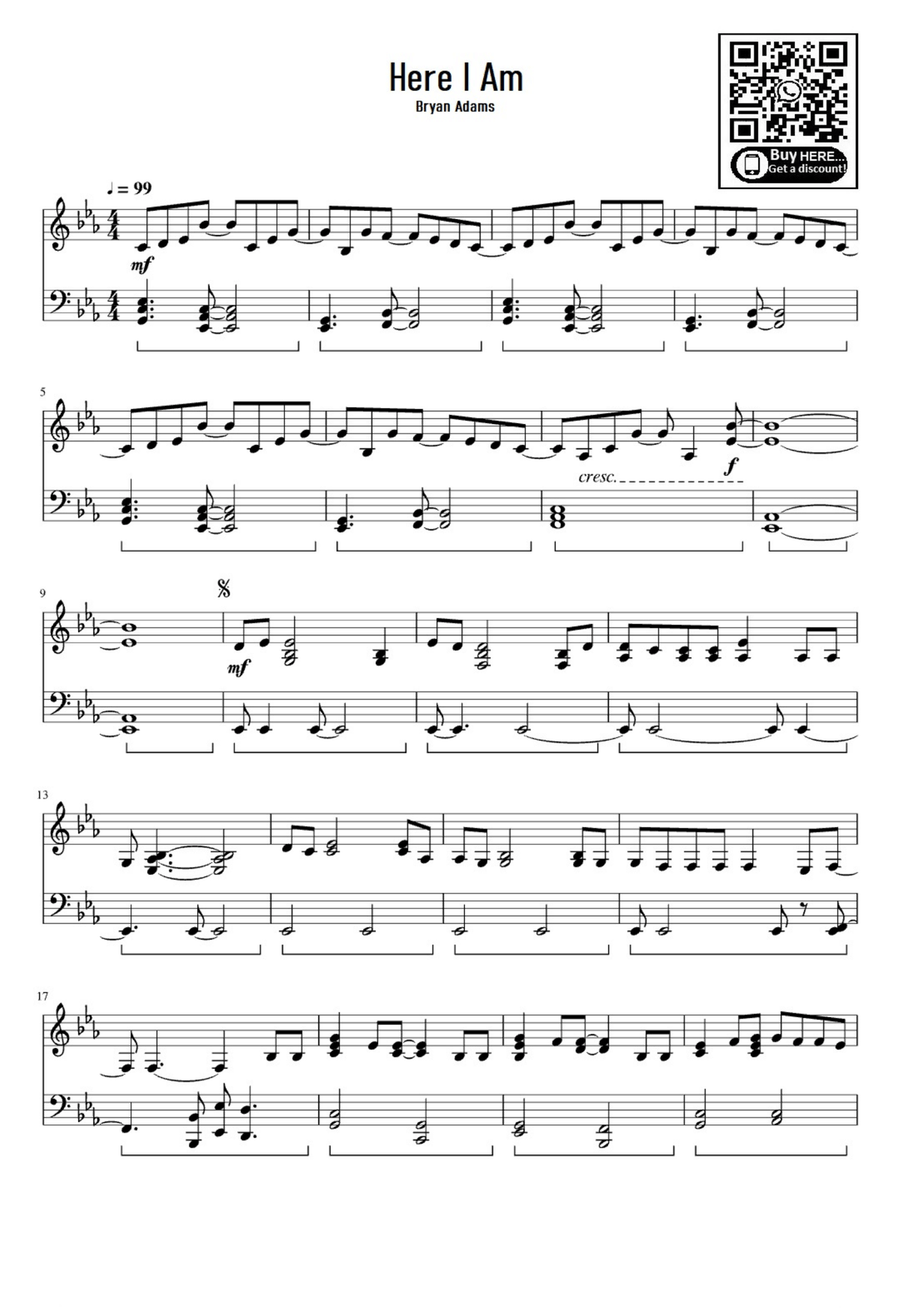 Here I Am (end Title) Easy Piano scores gallery preview page 1