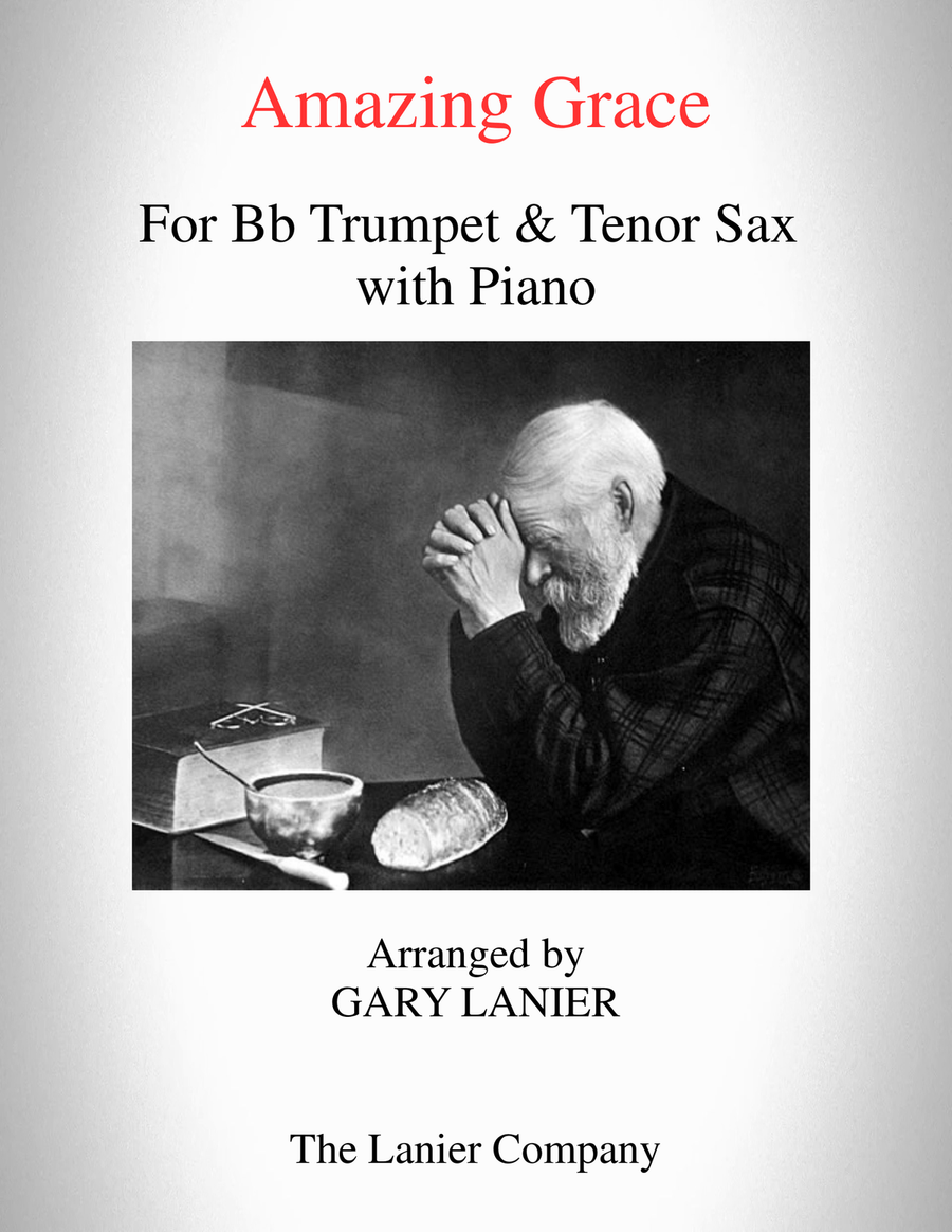 AMAZING GRACE (Bb Trumpet & Tenor Sax with Piano - Score & Parts included) Tenor Saxophone scores gallery preview page 1