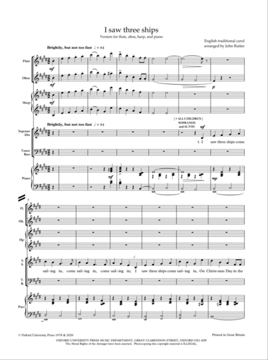 I saw three ships 4-Part scores gallery preview page 1