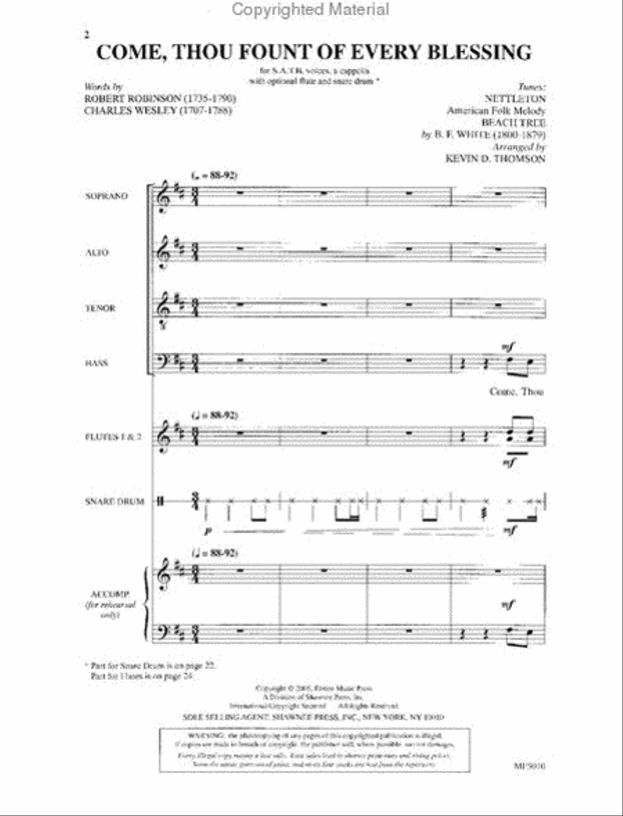 Come, Thou Fount of Every Blessing 4-Part scores gallery preview page 2