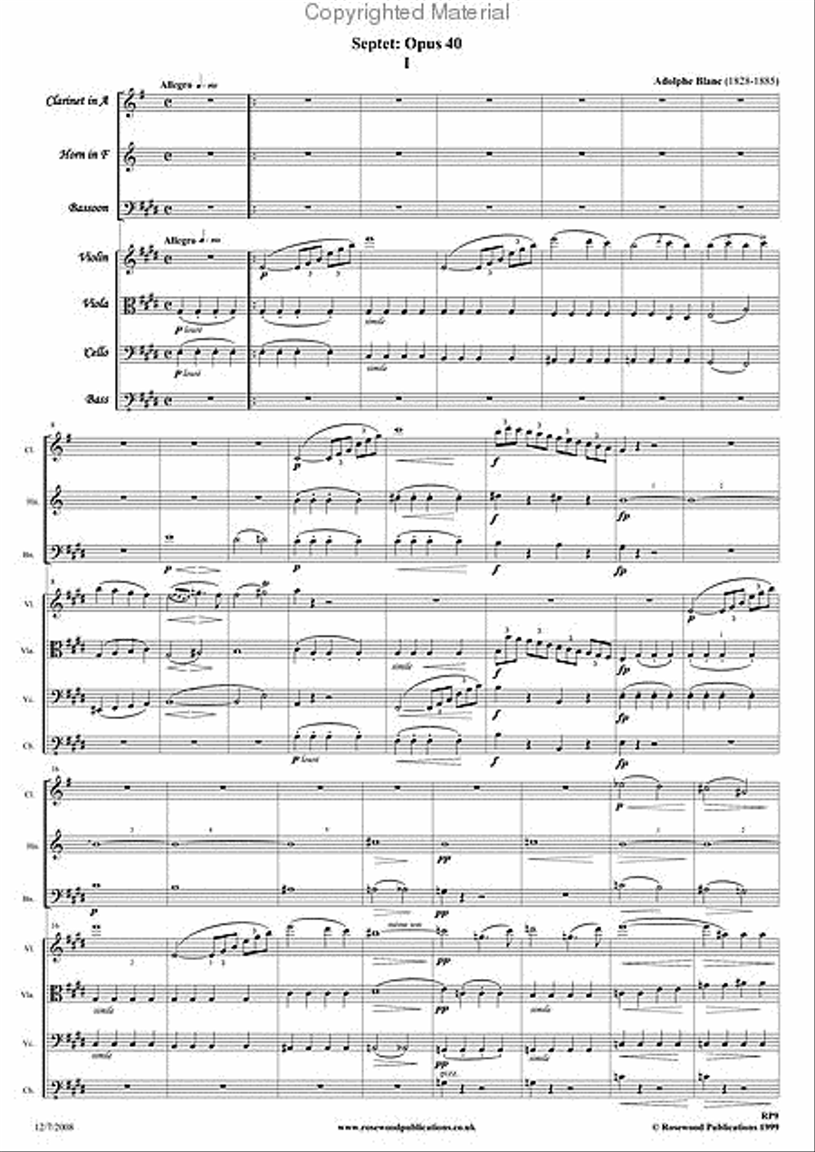 Septet A Clarinet scores gallery preview page 2