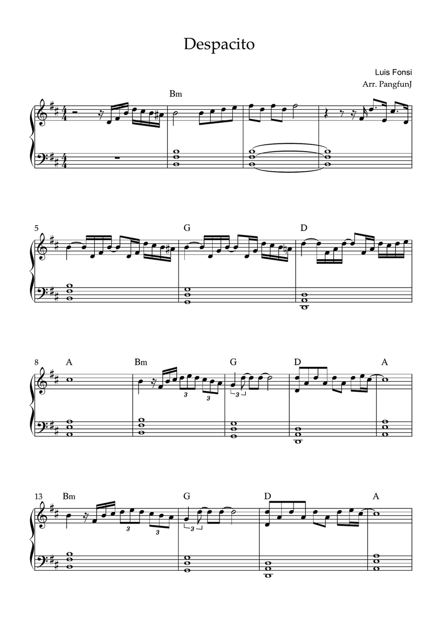 Despacito Easy Piano scores gallery preview page 1