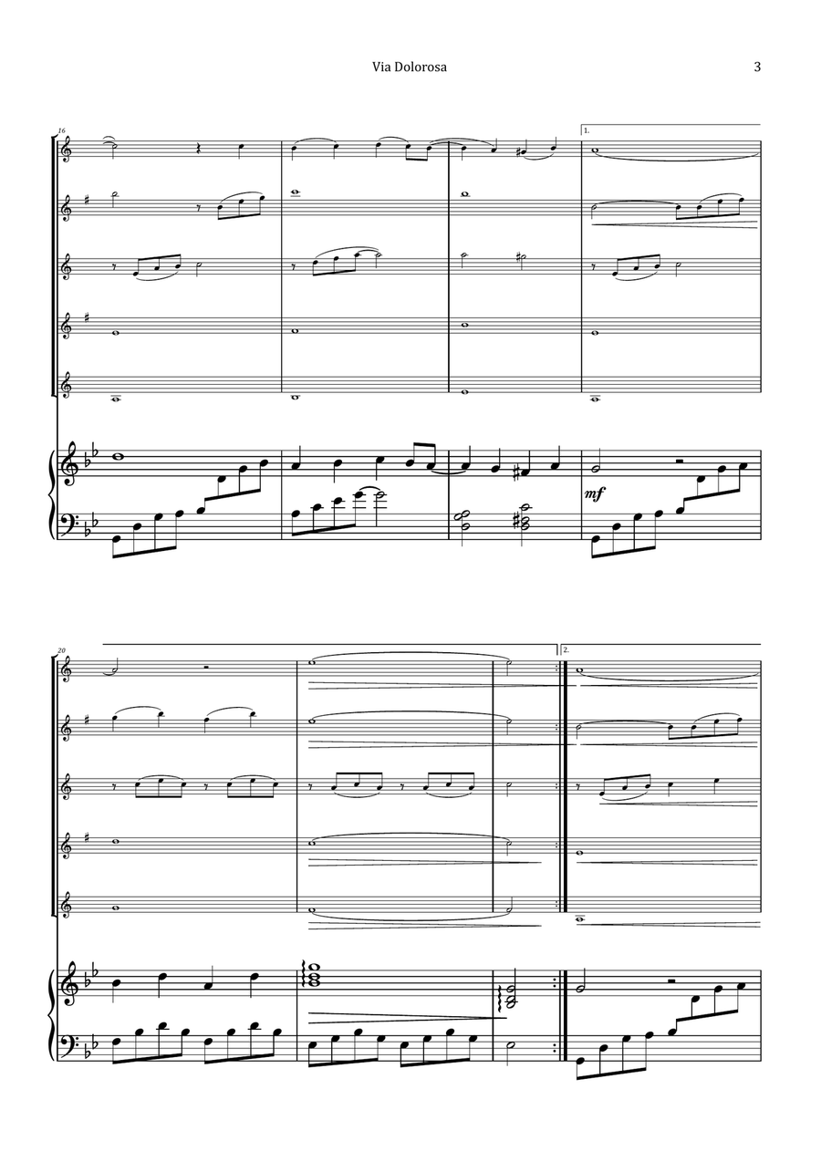 Via Dolorosa Saxophone Quintet scores gallery preview page 3