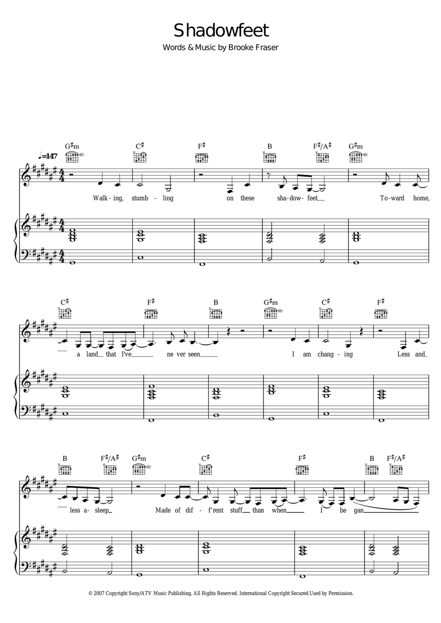 Shadowfeet Piano, Vocal scores gallery preview page 1