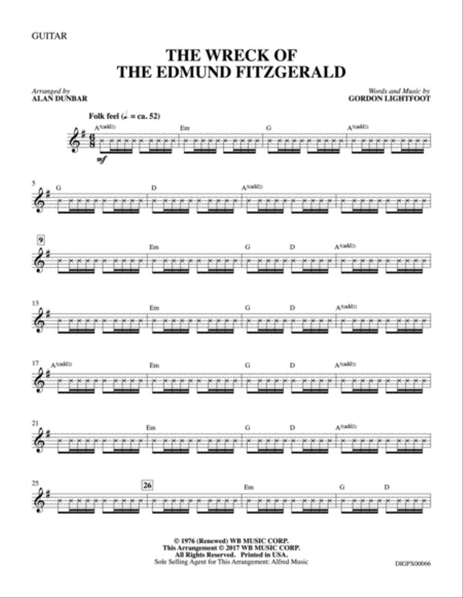The Wreck of the Edmund Fitzgerald: Guitar Guitar scores gallery preview page 1