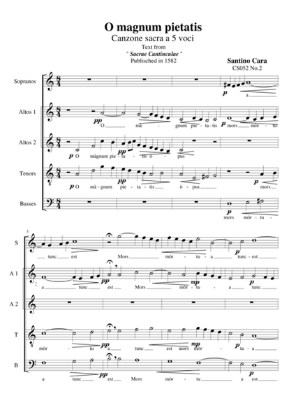 O magnum pietatis - For Choir SAATB a cappella image number null