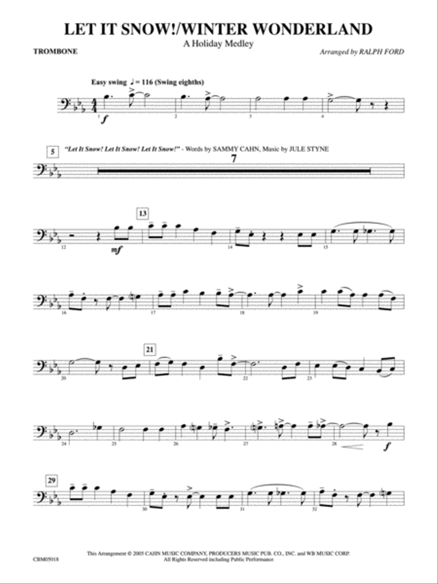 Let It Snow! / Winter Wonderland: 1st Trombone Concert Band scores gallery preview page 1