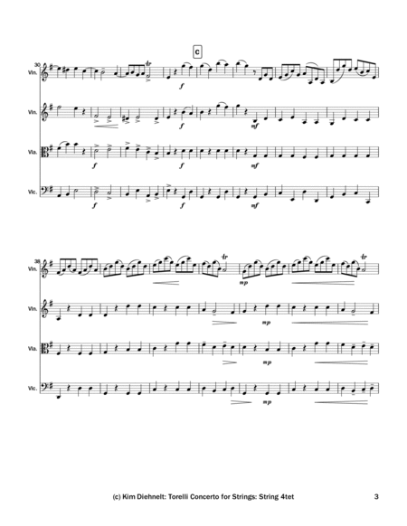 Torelli: Concerto for strings, Op 6, No. 1 - for string quartet image number null