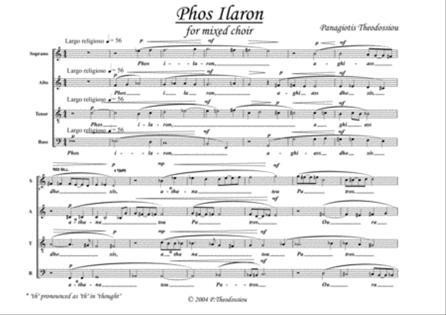 "Phos Ilaron" for mixed choir image number null