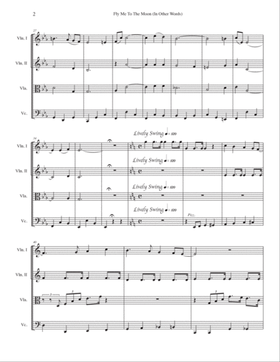 Fly Me To The Moon (in Other Words) String Quartet scores gallery preview page 2