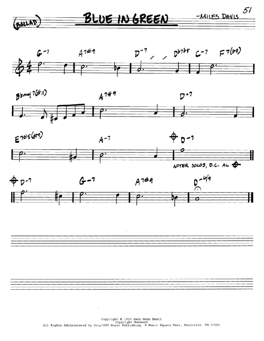 Blue In Green Piano scores gallery preview page 1