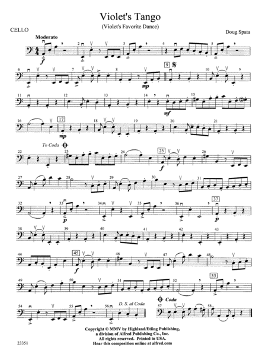 Violet's Tango: Cello Violet's Tango: Cello String Orchestra scores gallery preview page 1
