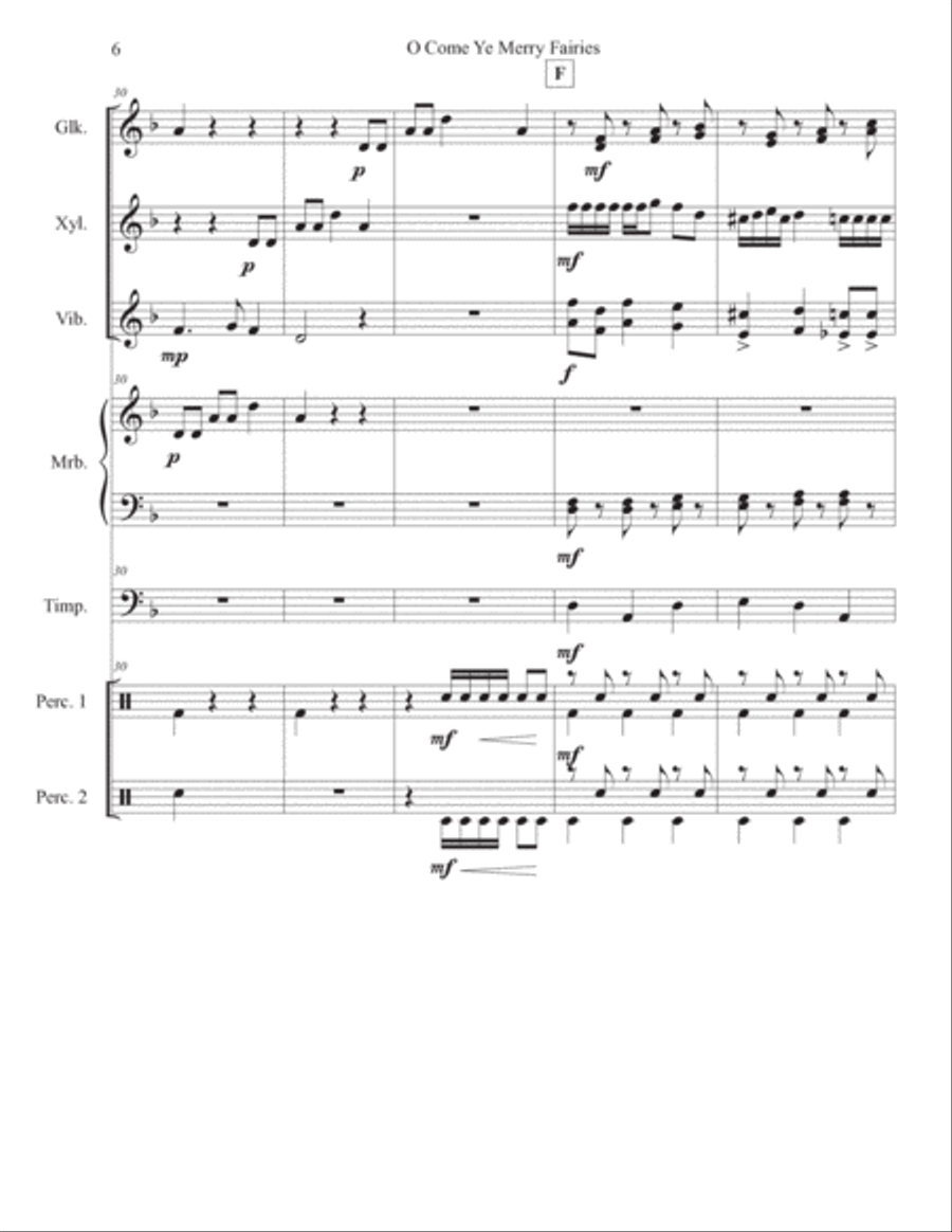 O Come Ye Merry Fairies Percussion Ensemble scores gallery preview page 6