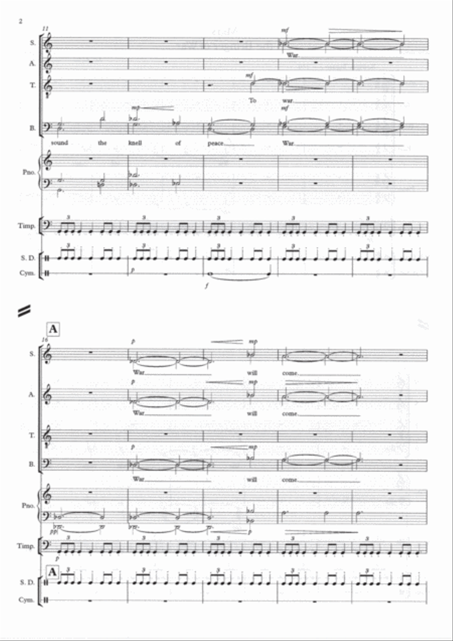 Gustav Holst's Mars arranged for voices, piano and percussion 4-Part scores gallery preview page 6