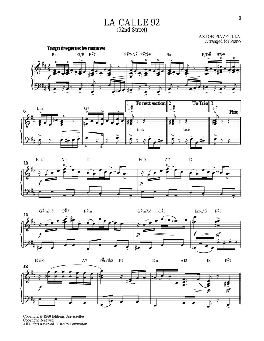 La Calle 92 Piano Solo scores gallery preview page 1