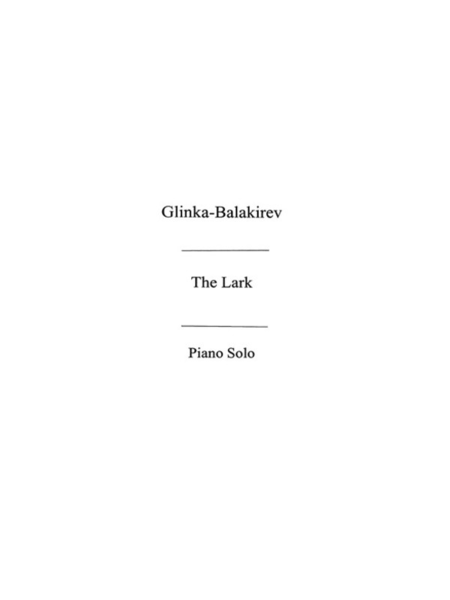 Balakirev - The Lark For Piano