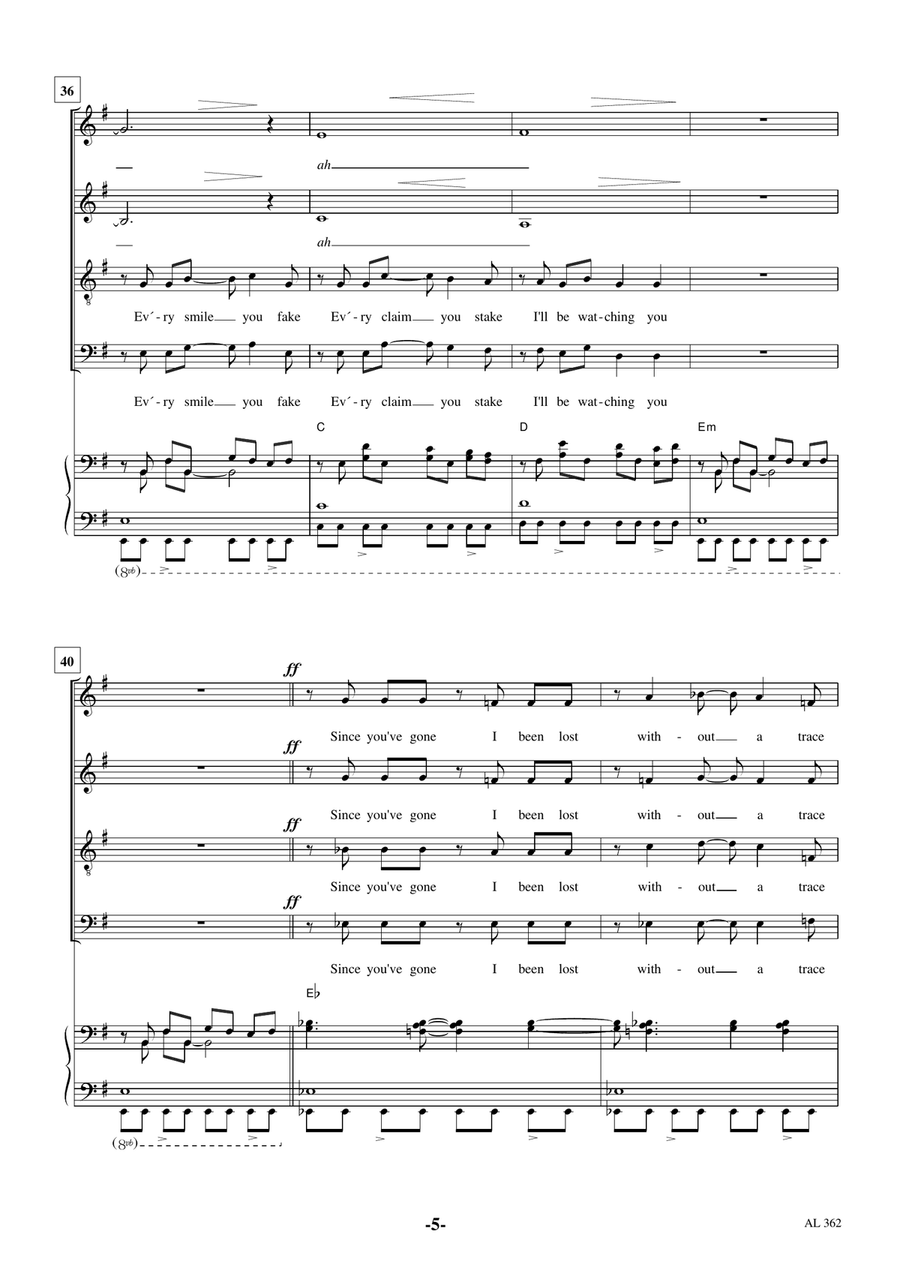 Every Breath You Take Every Breath You Take 4-Part scores gallery preview page 5