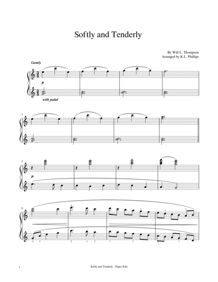 Softly and Tenderly (Jesus Is Calling) - Piano Solo image number null