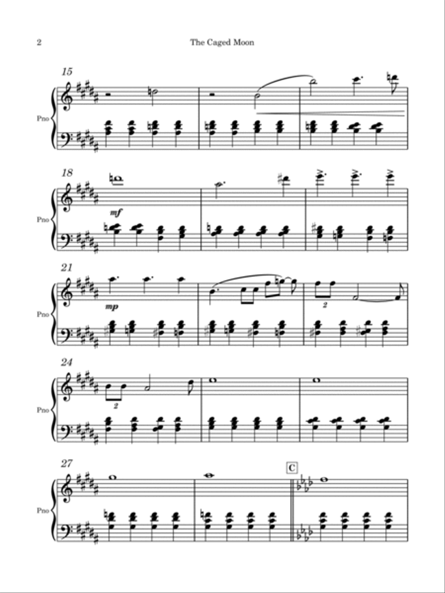 The Caged Moon The Caged Moon Piano Solo scores gallery preview page 2