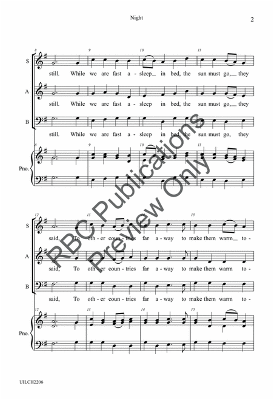 Night (SAB) 3-Part scores gallery preview page 4