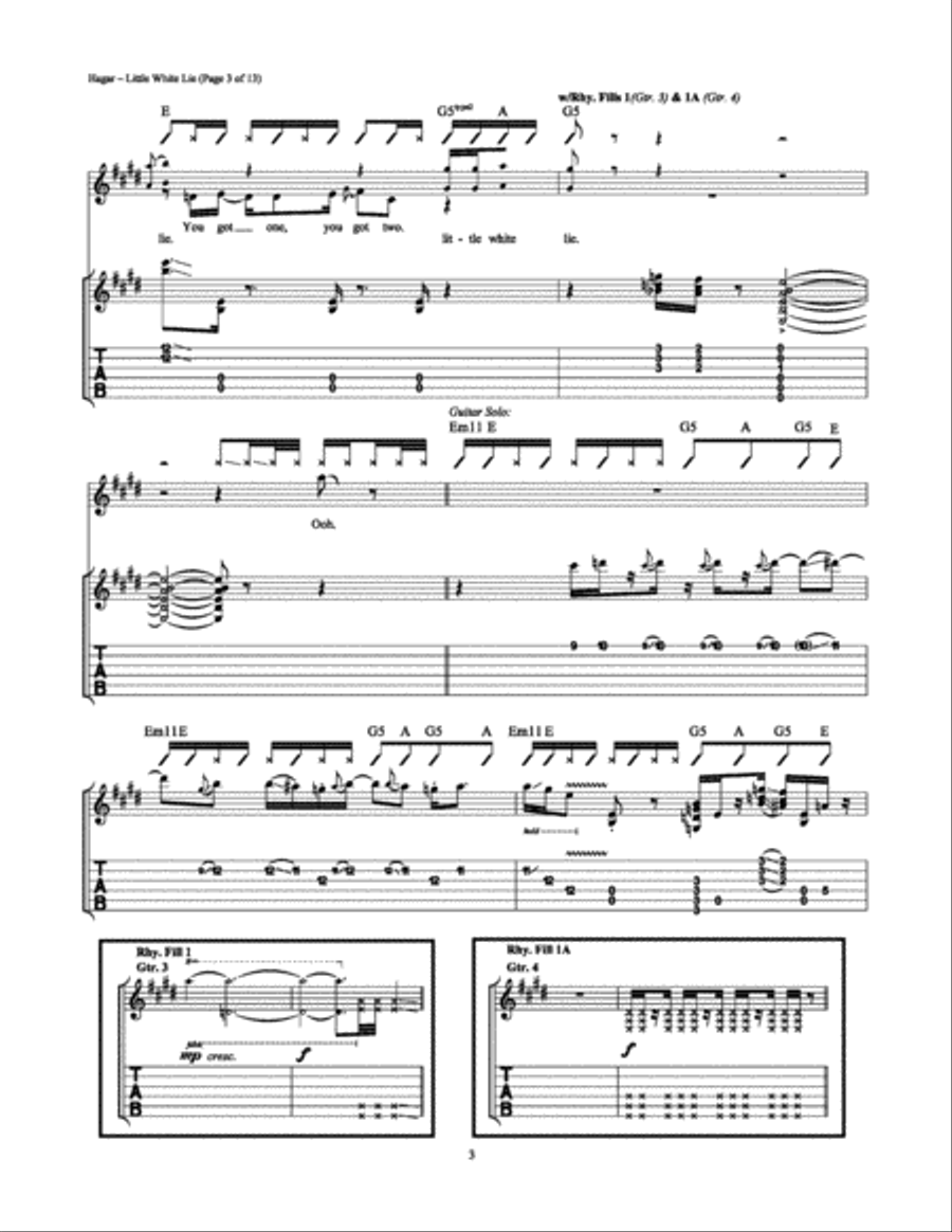 Little White Lie Little White Lie Electric Guitar scores gallery preview page 3