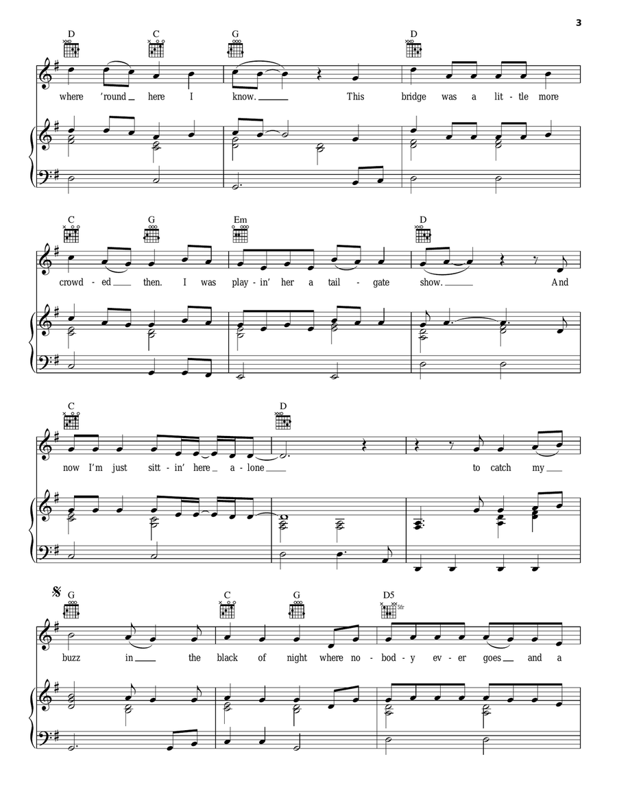 Tailgate Blues Piano, Vocal, Guitar scores gallery preview page 3
