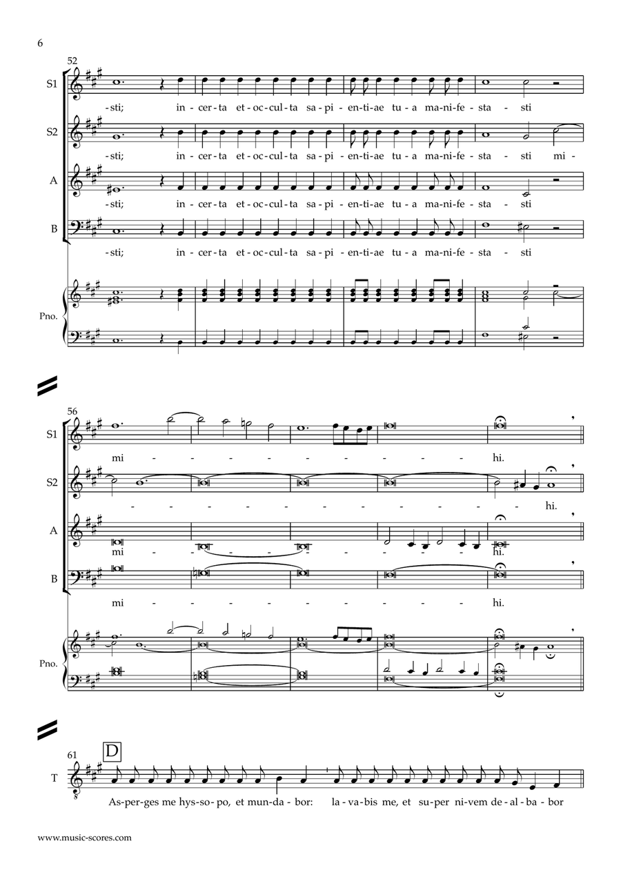 Miserere mei, Deus - F sharp minor 4-Part scores gallery preview page 6