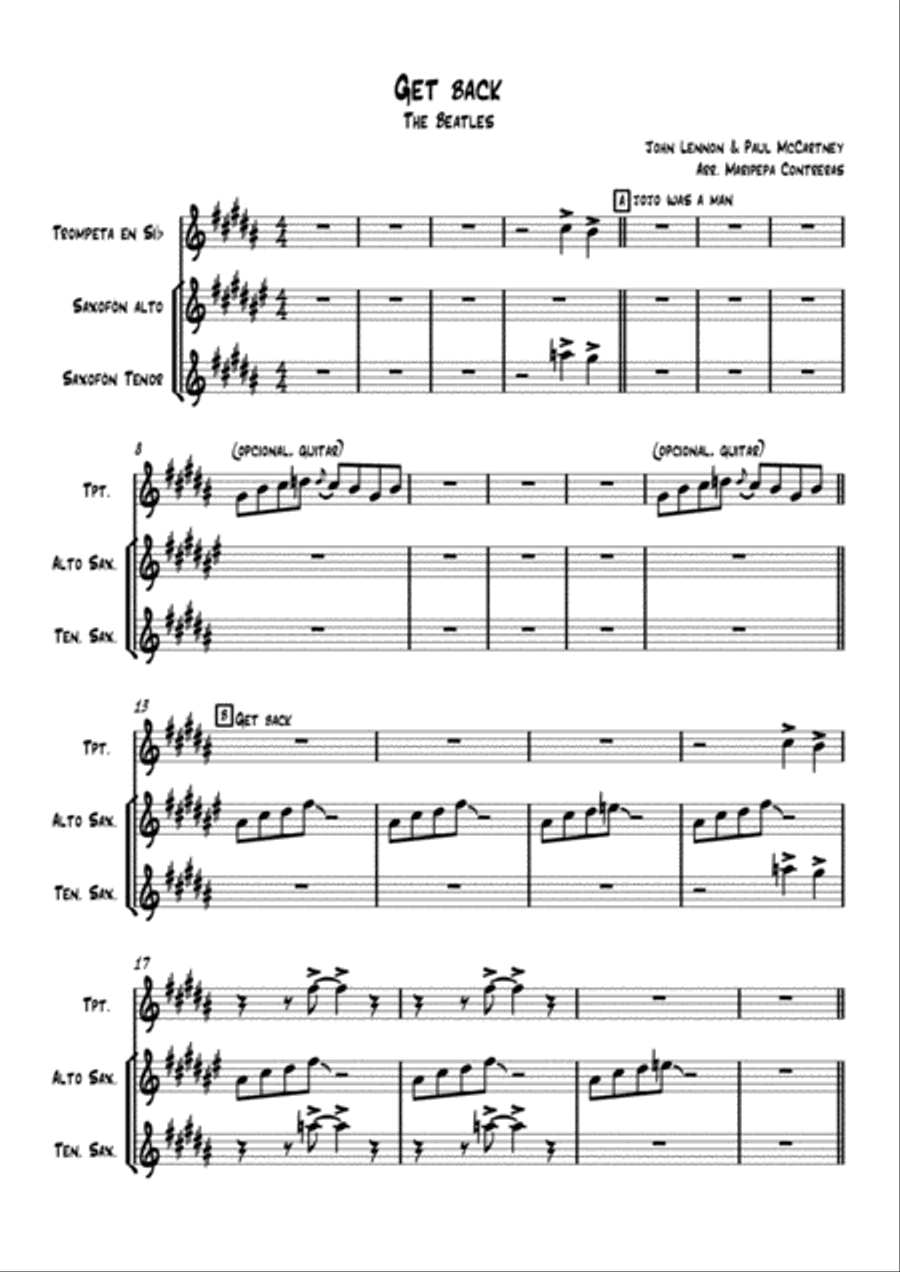 Get Back Small Ensemble scores gallery preview page 1