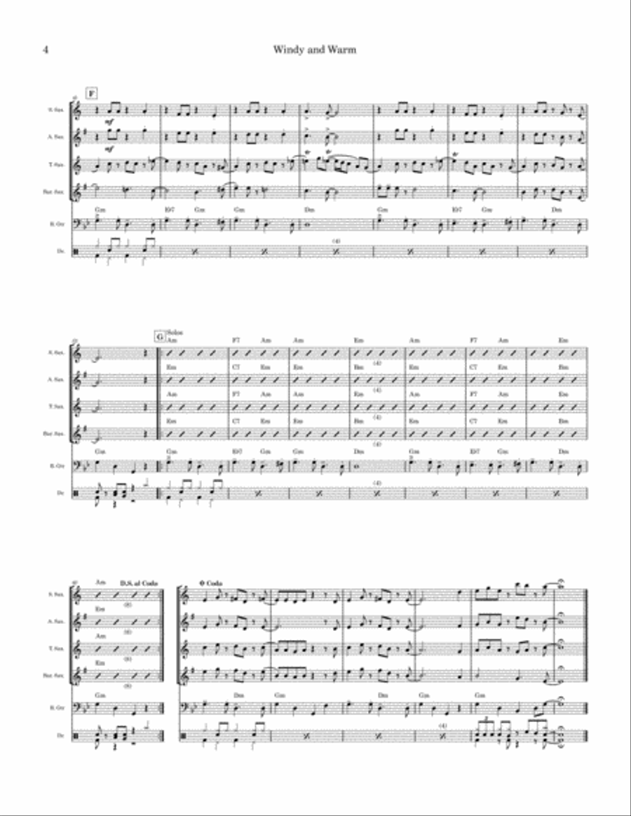 Windy And Warm Saxophone Quartet scores gallery preview page 4