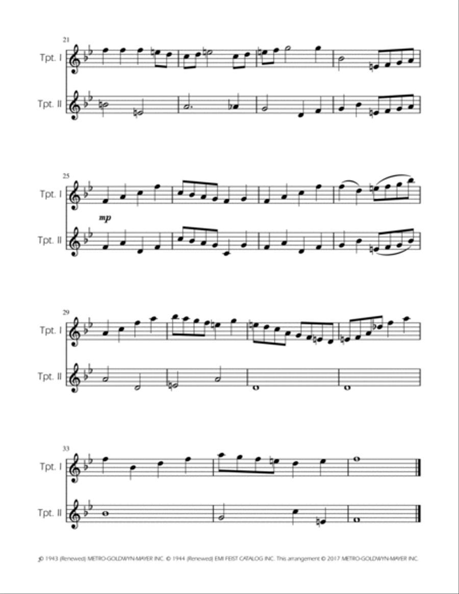 Have Yourself A Merry Little Christmas Trumpet Duet scores gallery preview page 2