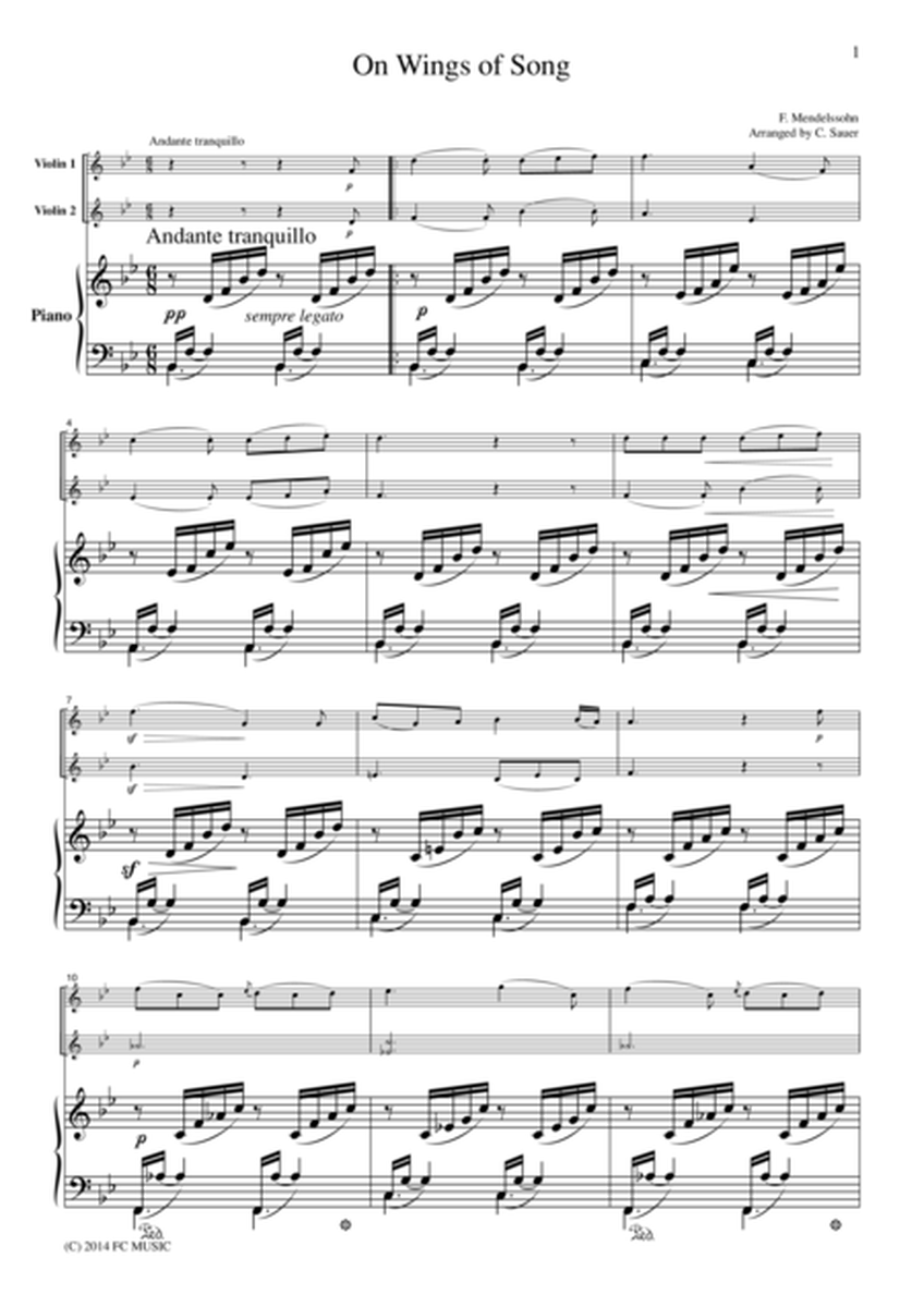 Mendelssohn On Wings of Song, for 2 Violins & Piano, VN212