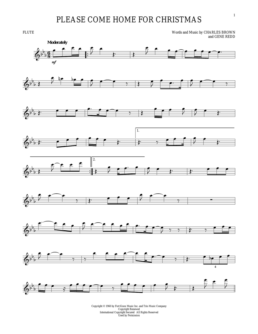 Please Come Home For Christmas Flute Solo scores gallery preview page 1