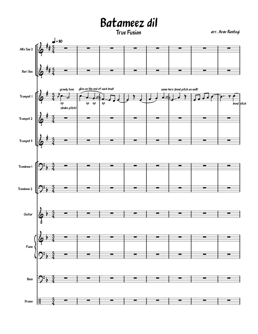 Badtameez Dil Jazz Ensemble scores gallery preview page 1