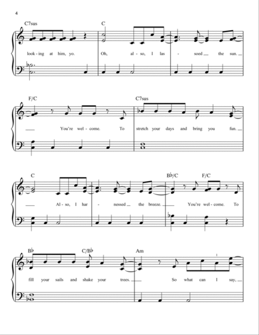 You're Welcome (from Moana) Easy Piano scores gallery preview page 4