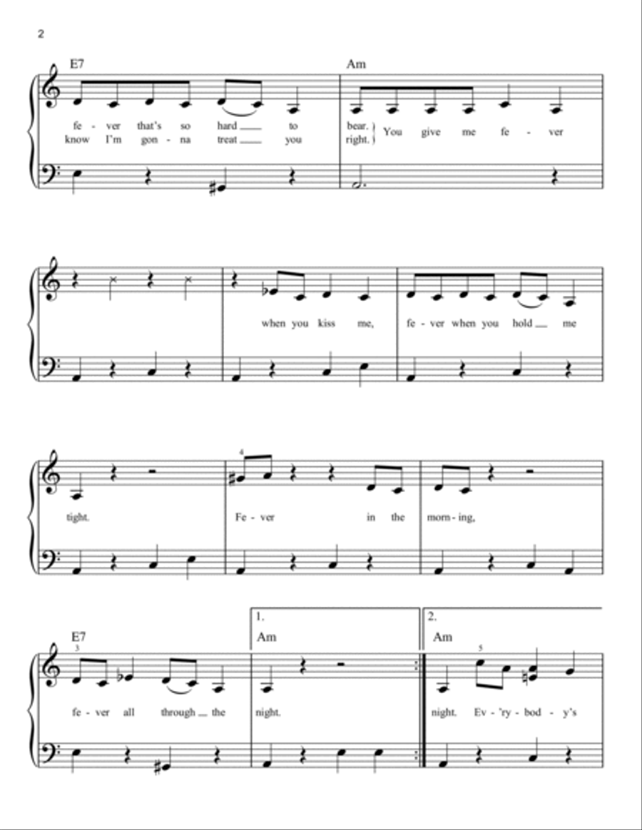 Fever Easy Piano scores gallery preview page 2