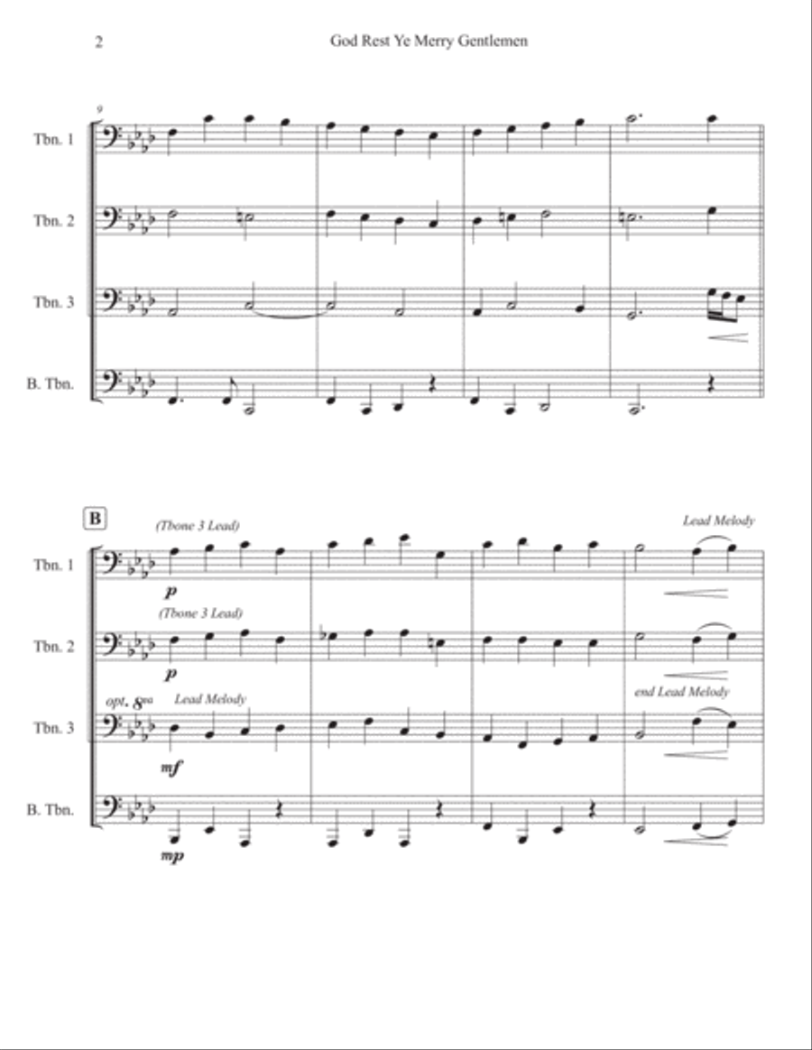 God Rest Ye Merry Gentlemen for Swinging' Trombones (Fmin) Small Ensemble scores gallery preview page 2