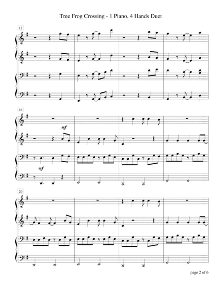 Tree Frog Crossing (1 Piano, 4 Hands Duet) Piano Method scores gallery preview page 3
