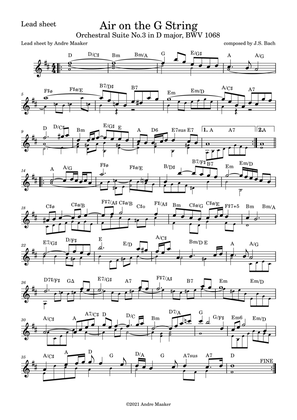 "Air on the G String" - Lead sheet - J.S. Bach