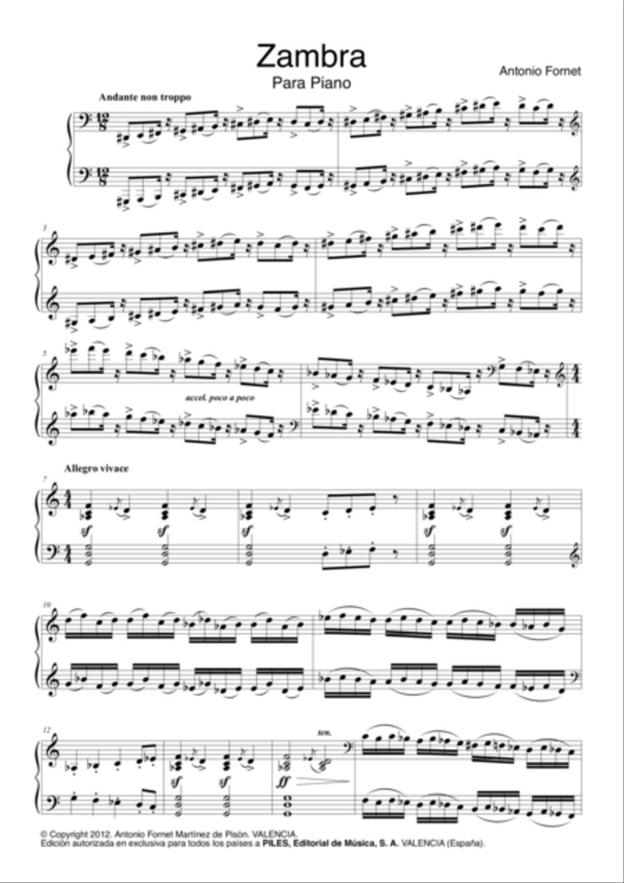 Zambra Zambra Piano Solo scores gallery preview page 2