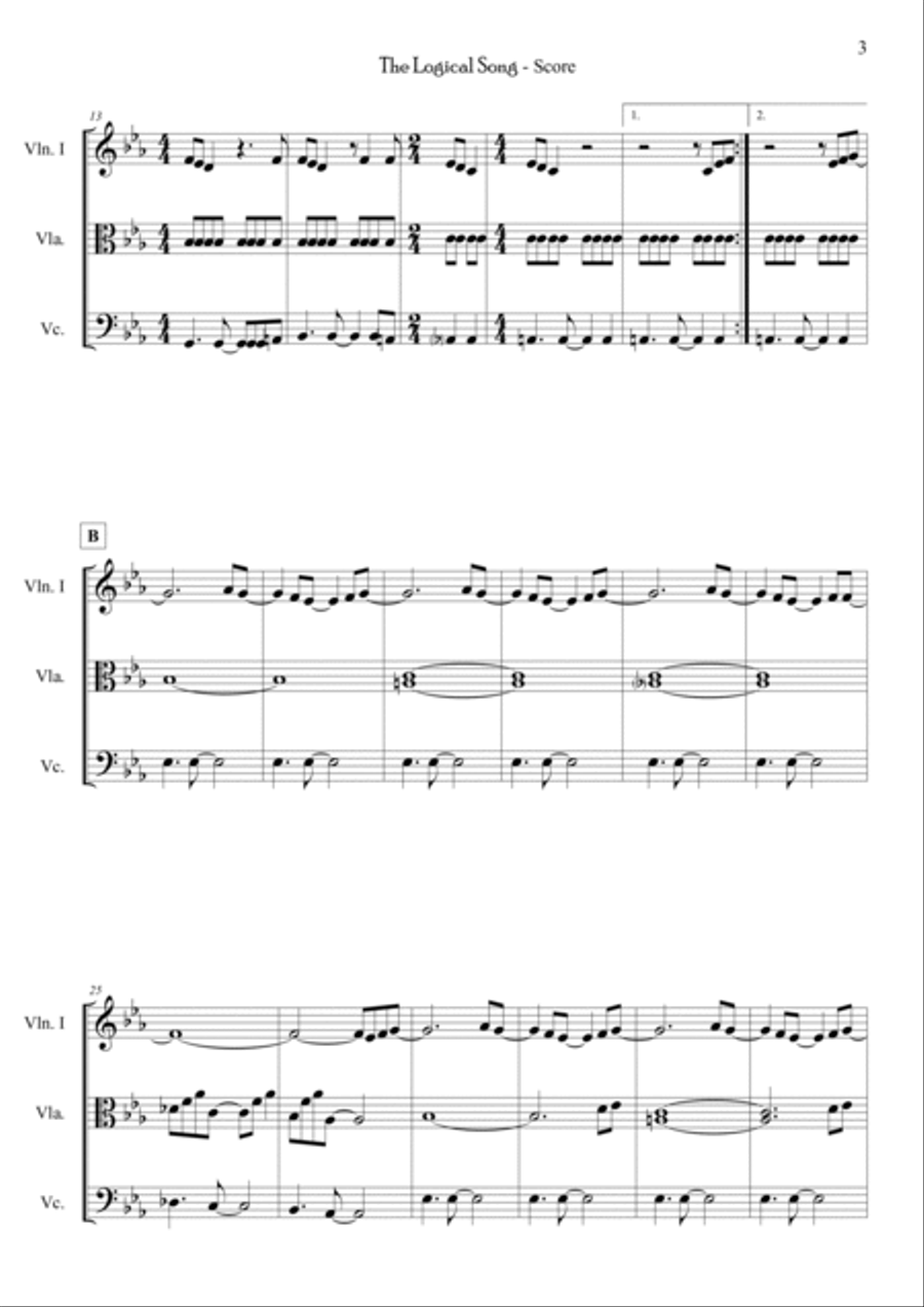 The Logical Song String Trio scores gallery preview page 3