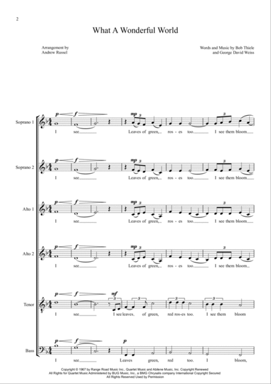 What A Wonderful World 4-Part scores gallery preview page 2