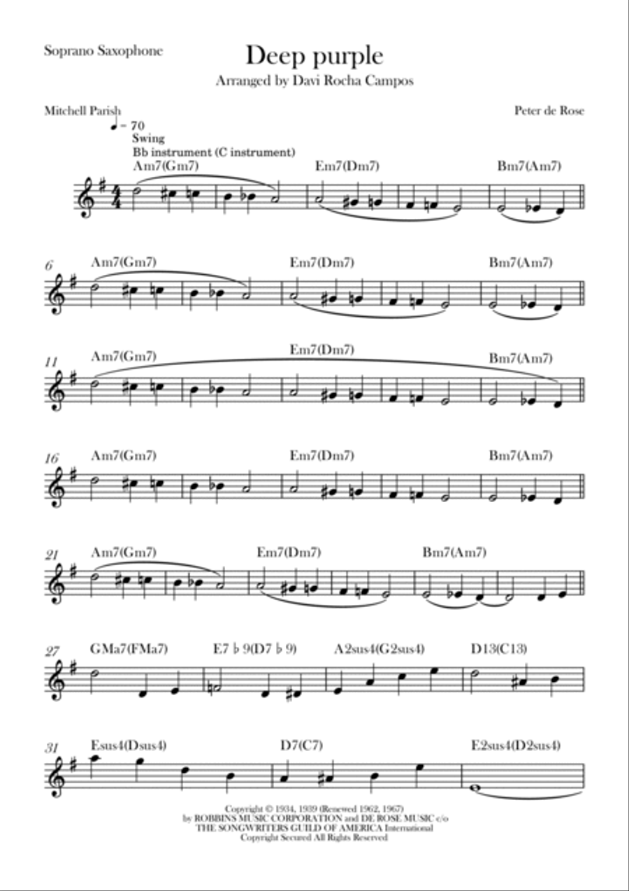 Deep Purple Deep Purple Saxophone Quartet scores gallery preview page 4