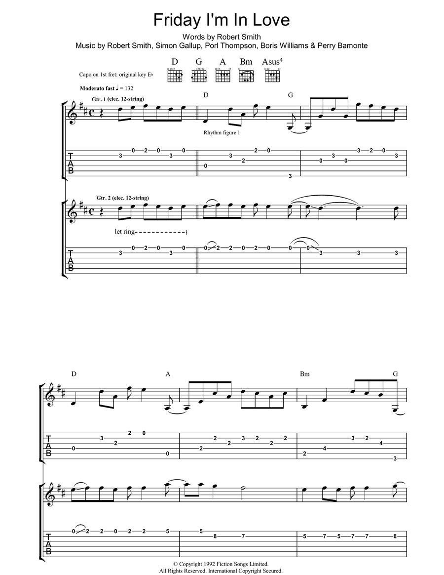 Friday I'm In Love Acoustic Guitar scores gallery preview page 1