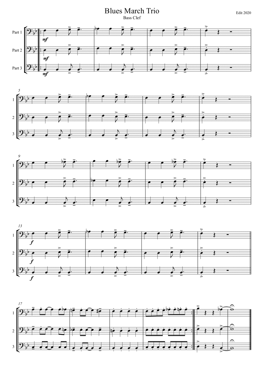 Blues March (bass clef) Euphonium scores gallery preview page 1