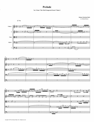 Prelude 09 from Well-Tempered Clavier, Book 2 (String Quintet)